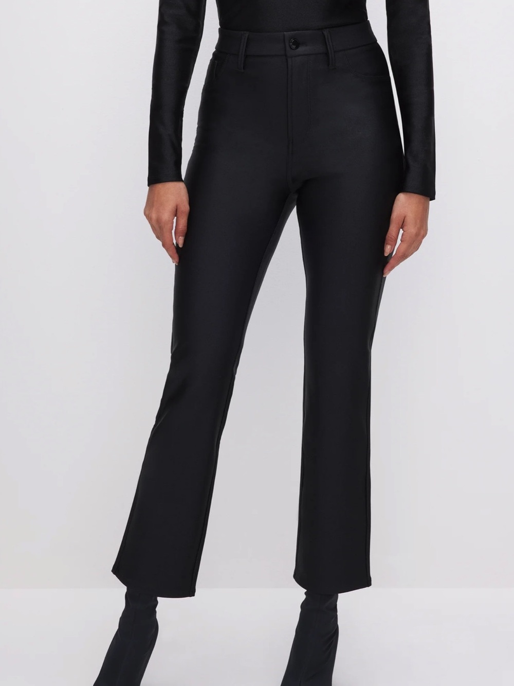 Good American High-Rise Black Slim Bootcut Pants